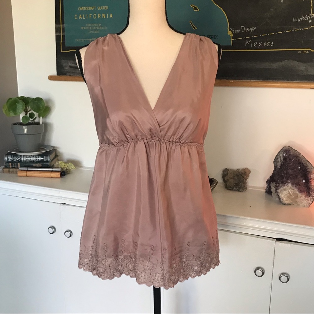 Gold hawk dusty rose | Pure silk tank top | size 8